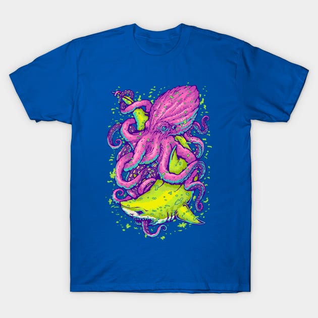 Shark vs Kraken T-Shirt by Villainmazk